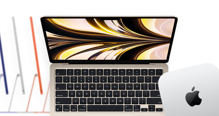 Photo de plusieurs iMac, MacBook et Mac Mini